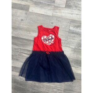 Disney Jumping Beans Girls 4T Minnie Mouse Red Blue Tutu Dress Glitter Heart